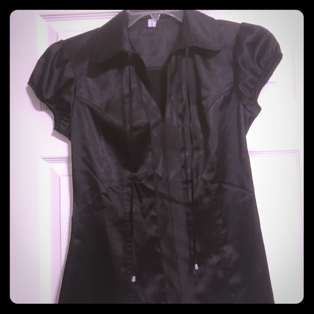 Satin short sleeve blouse